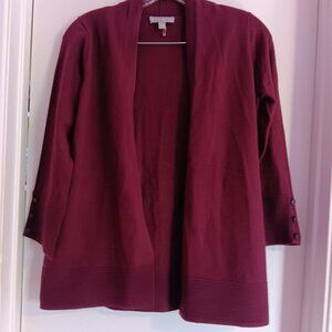 Evolution by Cyrus Women's Open Front Burgundy Cardigan Small